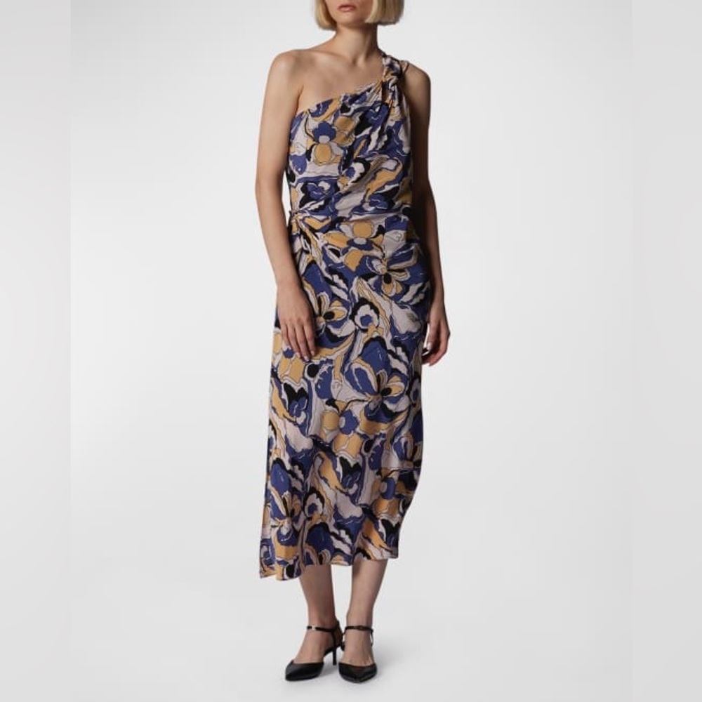Equipment Eden Floral-Print Asymmetric Silk Midi Dress NWT Size 4